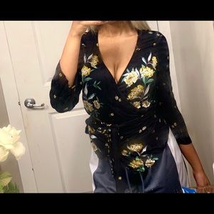 Zara Floral Wrap Top